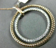 ESTATE .67CT DIAMOND 14KT TWO TONE GOLD 3D CIRCLE OF LIFE ROPE FLOATING PENDANT