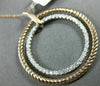 ESTATE .67CT DIAMOND 14KT TWO TONE GOLD 3D CIRCLE OF LIFE ROPE FLOATING PENDANT