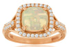 ESTATE 2CT DIAMOND & AAA OPAL 14K ROSE GOLD SQUARE & ROUND HALO CLASSIC FUN RING