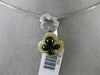 ESTATE .23CT DIAMOND & ONYX 14KT TWO TONE GOLD 3D DOUBLE FLOWER FLOATING PENDANT
