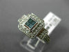 ESTATE .45CT WHITE & BLUE ROUND & PRINCESS DIAMOND 14K WHITE GOLD 3D SQUARE RING