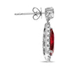LARGE 5.59CT DIAMOND & RUBY 18KT WHITE GOLD PEAR SHAPE & ROUND HANGING EARRINGS
