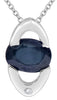 .55CT DIAMOND & AAA SAPPHIRE 14KT WHITE GOLD OVAL & ROUND SOLITAIRE FUN PENDANT