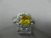 ESTATE 2.50CT ROUND DIAMOND & AAA YELLOW TOPAZ 14KT WHITE GOLD SQUARE HALO RING