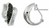 .70CT WHITE & BLACK DIAMOND 14KT WHITE GOLD PAVE LOVE KNOT LEAF CLIP ON EARRINGS