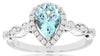 1.15CT DIAMOND & AAA AQUAMARINE 14KT WHITE GOLD PEAR SHAPE HALO FRIENDSHIP RING