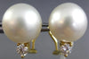 ESTATE LARGE .4CT DIAMOND & AAA SOUTH SEA PEARL 18K YELLOW GOLD CLASSIC EARRINGS