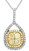 ESTATE LARGE .93CT WHITE & FANCY YELLOW DIAMOND 14K TWO TONE GOLD SQUARE PENDANT