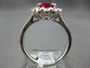 2.58CT DIAMOND & AAA RUBY 18KT WHITE GOLD 3D OVAL & ROUND FLOWER ENGAGEMENT RING