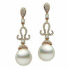ESTATE LARGE 1.04CT DIAMOND & SOUTH SEA PEARL 18KT ROSE GOLD TEAR DROP EARRINGS