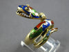 ANTIQUE LARGE 14KT YELLOW GOLD HANDCRAFTED MULTI COLOR ENAMEL SNAKE RING #27872
