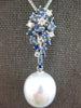 .80CT DIAMOND & SAPPHIRE & AAA SOUTH SEA PEARL 18KT WHITE GOLD TEAR DROP PENDANT