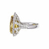 LARGE 11.76CT WHITE & DEEP BROWNISH YELLOW DIAMOND 18KT 2 TONE GOLD CLASSIC RING