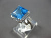 LARGE 4.24CT DIAMOND & AAA BLUE TOPAZ 14KT WHITE GOLD PRINCESS & ROUND FUN RING
