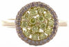 1.0CT PINK & FANCY YELLOW DIAMOND 18K YELLOW & ROSE GOLD ROUND HALO CLUSTER RING
