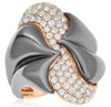 ESTATE LARGE 1.05CT DIAMOND 18KT ROSE & BLACK GOLD 3D MULTI ROW FLOWER BOW RING