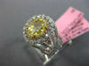 ESTATE 2.27CT MULTI COLOR DIAMOND 18K 2 TONE GOLD 3D OVAL FLOWER ENGAGEMENT RING