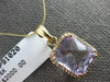 LARGE 4.35CT DIAMOND & AAA AMETHYST 14KT YELLOW GOLD 3D CUSHION & ROUND PENDANT