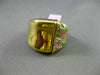 ESTATE LARGE .35CT DIAMOND 14K YELLOW GOLD GREEN & PINK ENAMEL FILIGREE FUN RING