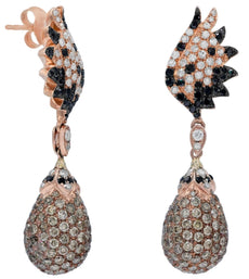 ESTATE 4.48CT MULTI COLOR DIAMOND 14KT ROSE GOLD TEAR DROP FUN HANGING EARRINGS