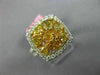 ESTATE WIDE 2.47CT WHITE & FANCY YELLOW DIAMOND 18K WHITE GOLD HALO CLUSTER RING