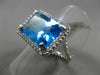 ESTATE LARGE 3.42CT DIAMOND & BLUE TOPAZ 14KT WHITE GOLD 3D RECTANGULAR FUN RING