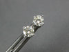 ESTATE .79CT DIAMOND 18KT WHITE GOLD 3D CLASSIC ROUND FOUR PRONG STUD EARRINGS