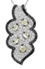 2.67CT WHITE BLACK & INTENSE FANCY YELLOW DIAMOND 18KT WHITE GOLD FLOWER PENDANT