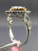 ESTATE 1.79CT WHITE & PINK DIAMOND 18KT 2 TONE GOLD DOUBLE HALO ENGAGEMENT RING