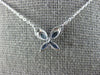 ESTATE .42CT DIAMOND & AAA SAPPHIRE 14KT WHITE GOLD 3D BUTTERFLY LOVE NECKLACE