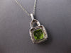 LARGE 2.15CT DIAMOND & AAA PERIDOT 14KT WHITE GOLD SQUARE HALO FLOATING PENDANT
