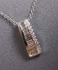 ESTATE .20CT DIAMOND 14KT WHITE GOLD 3D ROUND & BAGUETTE BAR FUN FOATING PENDANT