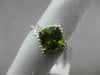 ESTATE WIDE 2.21CT DIAMOND & AAA EXTRA FACET PERIDOT 14KT WHITE GOLD SQUARE RING