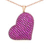 LARGE 7.08CT DIAMOND & AAA PINK SAPPHIRE 18KT ROSE GOLD HEART FLOATING PENDANT