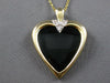 LARGE .15CT DIAMOND & ONYX 14KT YELLOW GOLD HEART SHAPE PENDANT ENHANCER #27044
