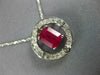 ESTATE 2.20CT DIAMOND & AAA RUBY 18KT WHITE GOLD SOLITAIRE FLOATING PENDANT #392