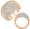 EXTRA LARGE 2.78CT DIAMOND 14K ROSE GOLD MULTI ROW CLASSIC PAVE ANNIVERSARY RING