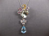 LARGE 4.34CT DIAMOND & AAA MULTI GEM 14KT WHITE GOLD TEAR DROP HANGING EARRINGS