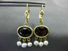 ESTATE 3CT AAA GARNET & SOUTH SEA PEARL 14KT YELLOW GOLD 3D CHANDELIER EARRINGS