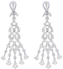 LARGE 10.0CT DIAMOND 18K WHITE GOLD ROUND & MARQUISE MULTI LEAF HANGING EARRINGS