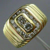 ESTATE WIDE .50CT DIAMOND 18K YELLOW GOLD RECTANGULAR GYPSY MENS RING E/F #25400