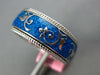 BLUE ENAMEL 18KT WHITE GOLD 3D MULTI LEAF ETERNITY COMFORT FIT ANNIVERSARY RING