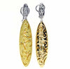LARGE 3.15CT WHITE FANCY YELLOW DIAMOND 18K 2 TONE GOLD CLIP ON HANGING EARRINGS