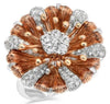 EXTRA LARGE 1.75CT DIAMOND 18KT WHITE & ROSE GOLD 3D HANDCRAFTED FLOWER FUN RING