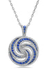 LARGE 2.90CT DIAMOND & AAA SAPPHIRE 18KT WHITE GOLD 3D CIRCULAR FLOATING PENDANT