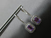 1.87CT DIAMOND & AAA AMETHYST 14KT WHITE GOLD 3D HALO LEVERBACK HANGING EARRINGS