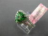 ESTATE WIDE 2.10CT DIAMOND & TSAVORITE 18K WHITE GOLD HEART HALO ENGAGEMENT RING