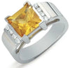 ESTATE 2.55CT DIAMOND & AAA CITRINE 14KT WHITE GOLD 3D PRINCESS & ROUND FUN RING