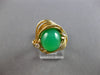 ESTATE LARGE .06CT DIAMOND & AAA JADE 14KT YELLOW GOLD 3D FLORAL RING #28103
