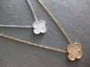LARGE 1.57CT WHITE & LIGHT PINK DIAMOND 18K WHITE & ROSE GOLD 3D FLOWER NECKLACE